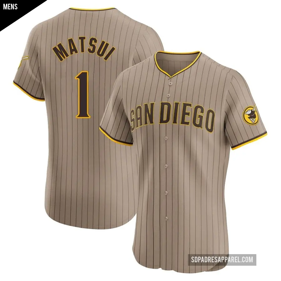 Men's San Diego Padres ＃1 Yuki Matsui Elite Brown Alternate Jersey
