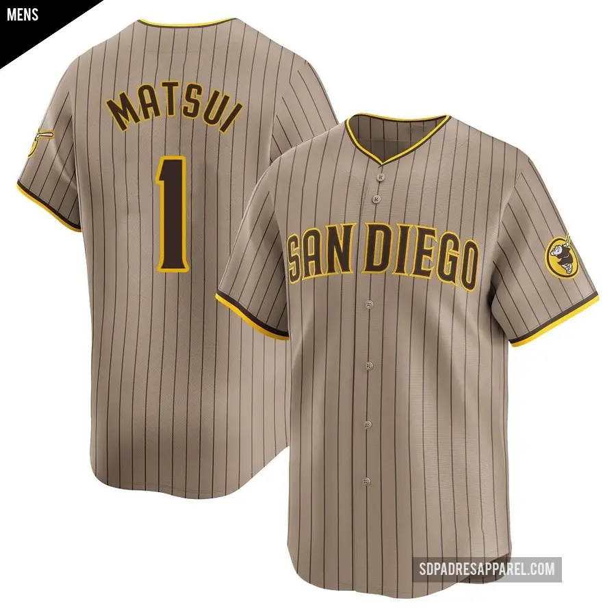 Men's San Diego Padres ＃1 Yuki Matsui Limited Tan Alternate Jersey
