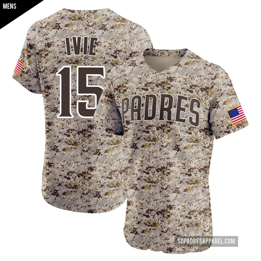 Men's San Diego Padres ＃15 Mike Ivie Elite Camo Alternate Vapor Premier Jersey