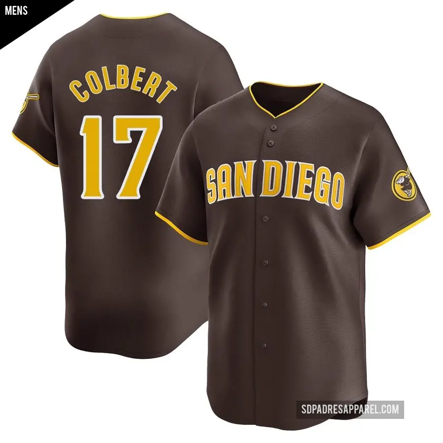 Men's San Diego Padres ＃17 Nate Colbert Limited Brown Away Jersey