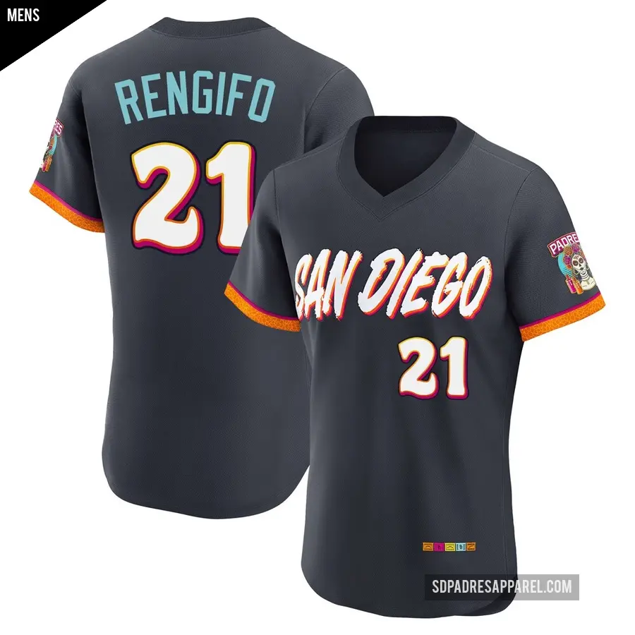 Men's San Diego Padres ＃21 Luis Rengifo Authentic Obsidian 2026 City Connect Stadium Jersey