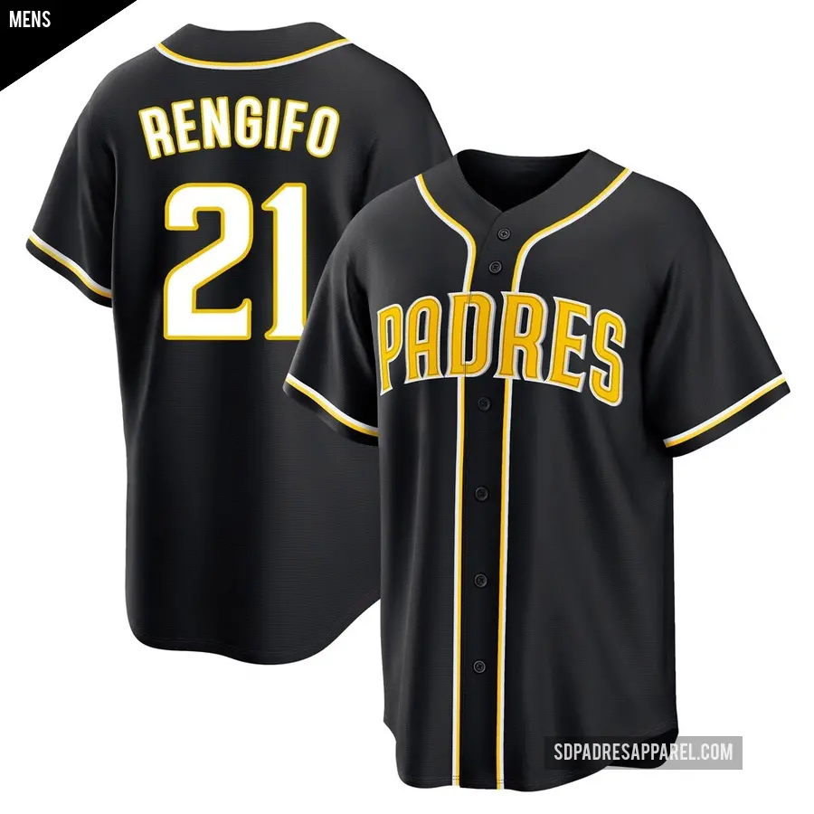 Men's San Diego Padres ＃21 Luis Rengifo Replica Black Fashion Out Jersey