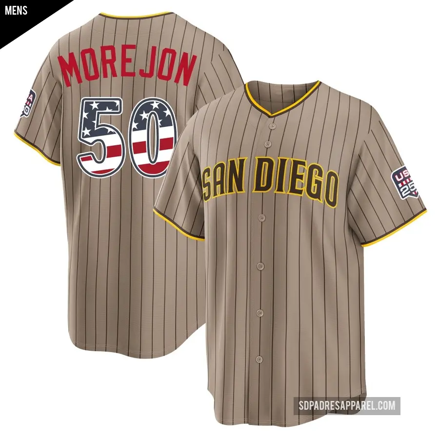 Men's San Diego Padres ＃50 Adrian Morejon Limited Sand USA 250 Fourth Of July Alternate Stadium Jersey
