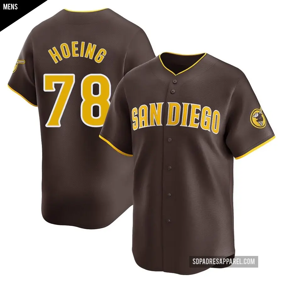 Men's San Diego Padres ＃78 Bryan Hoeing Limited Brown Away Jersey