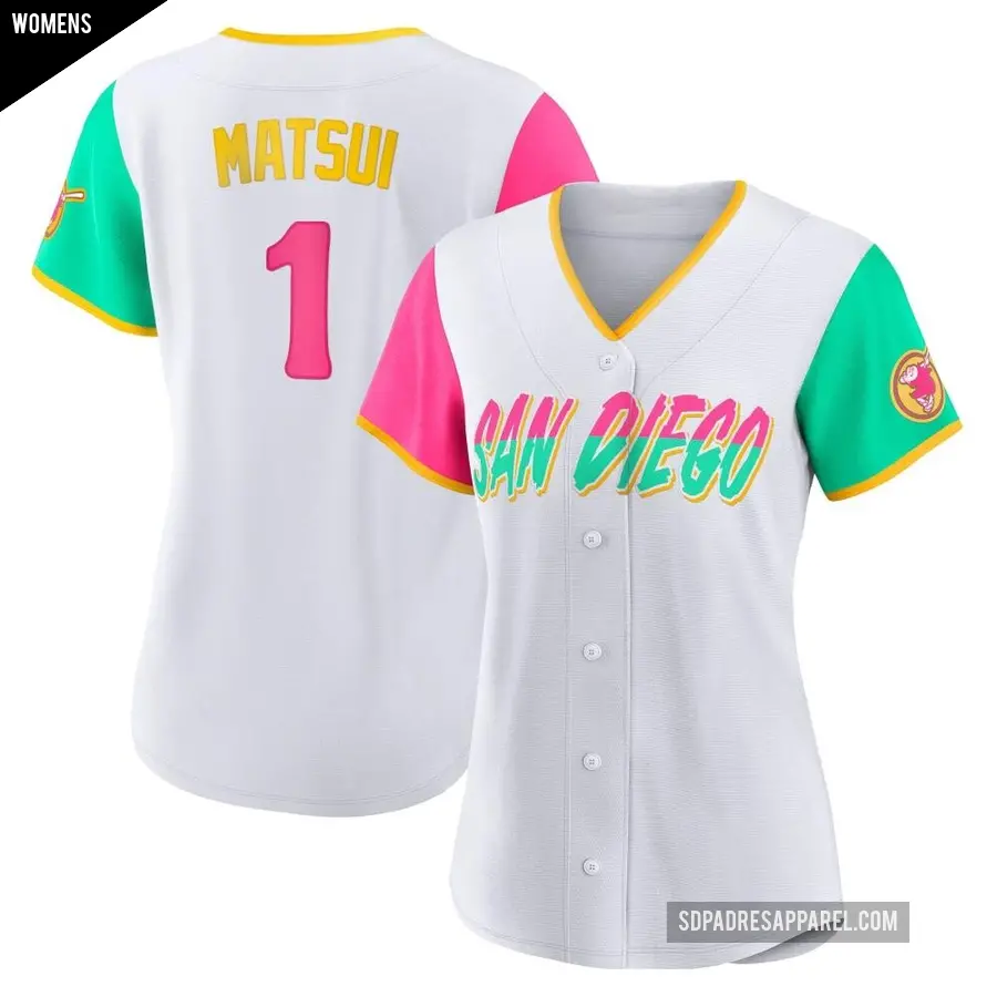 Women's San Diego Padres ＃1 Yuki Matsui Authentic White 2022 City Connect Jersey