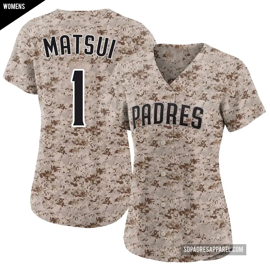 Women's San Diego Padres ＃1 Yuki Matsui Limited Camo 2nd Alternate Jersey