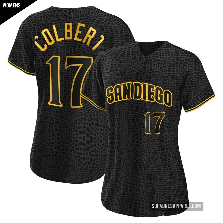 Women's San Diego Padres ＃17 Nate Colbert Authentic Black Snake Skin City Jersey