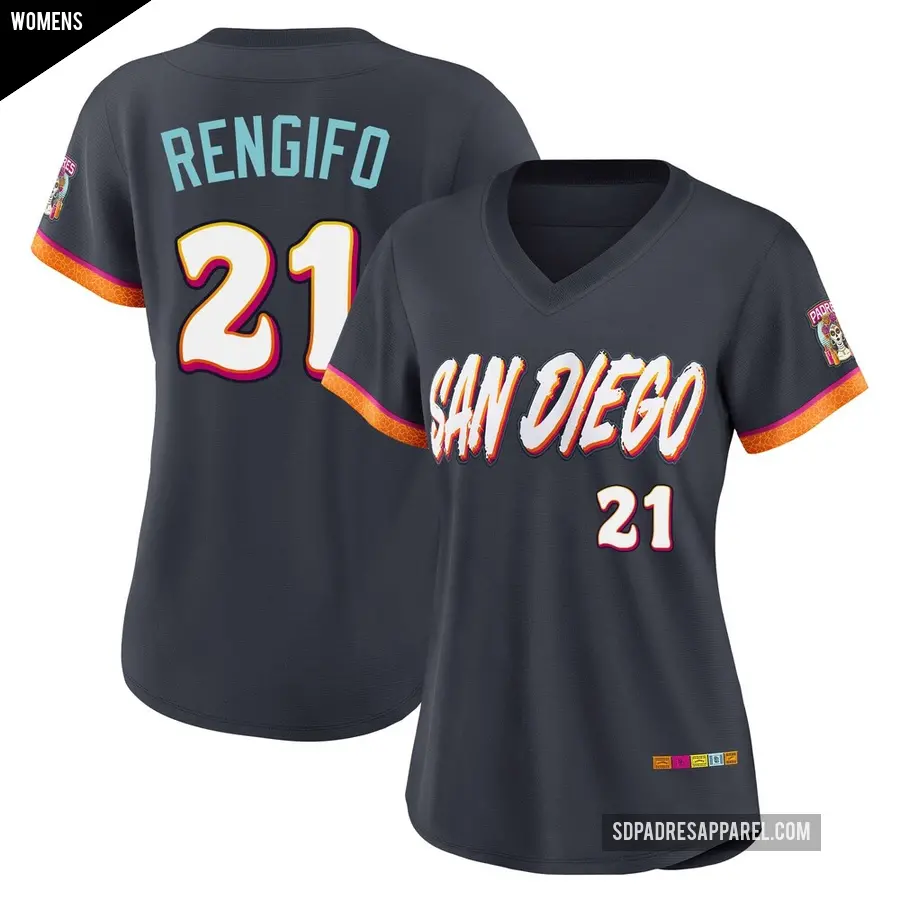 Women's San Diego Padres ＃21 Luis Rengifo Limited Obsidian 2026 City Connect Stadium Jersey
