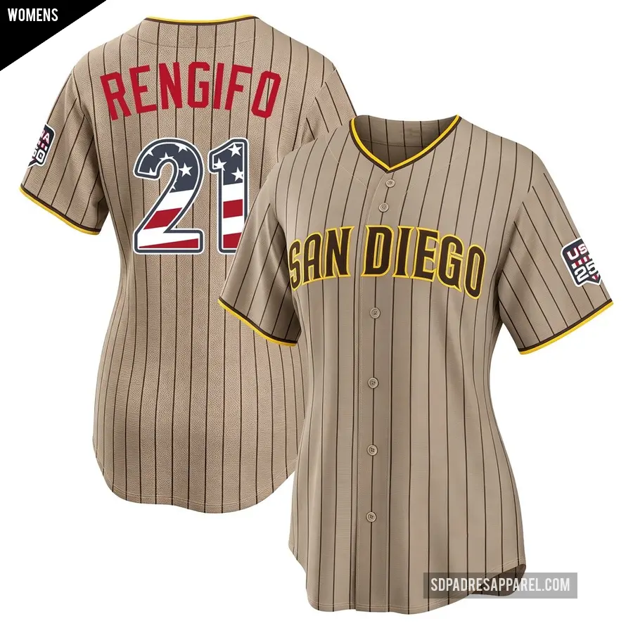 Women's San Diego Padres ＃21 Luis Rengifo Limited Sand USA 250 Fourth Of July Alternate Stadium Jersey