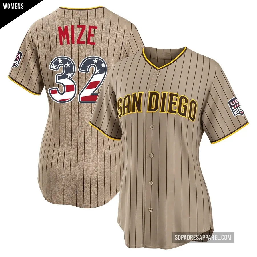 Women's San Diego Padres ＃32 Casey Mize Limited Sand USA 250 Fourth Of July Alternate Stadium Jersey