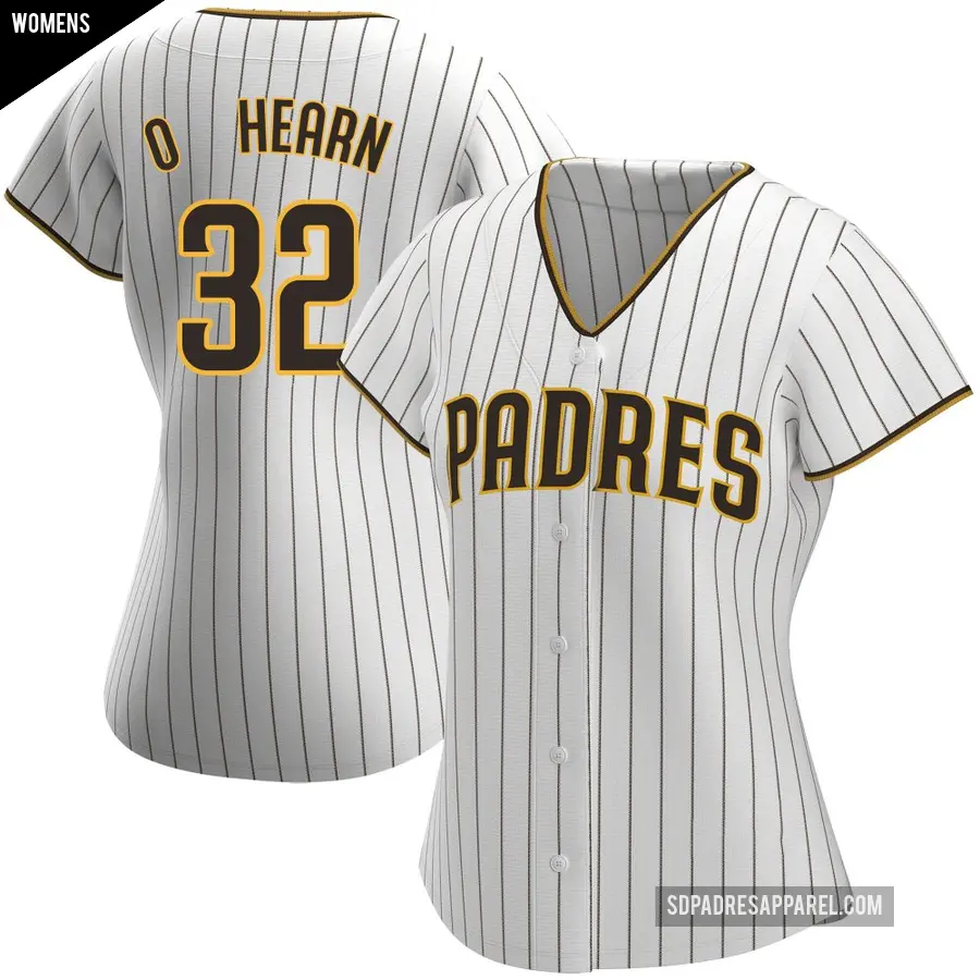 Women's San Diego Padres ＃32 Ryan O'Hearn Replica White /Brown Home Jersey