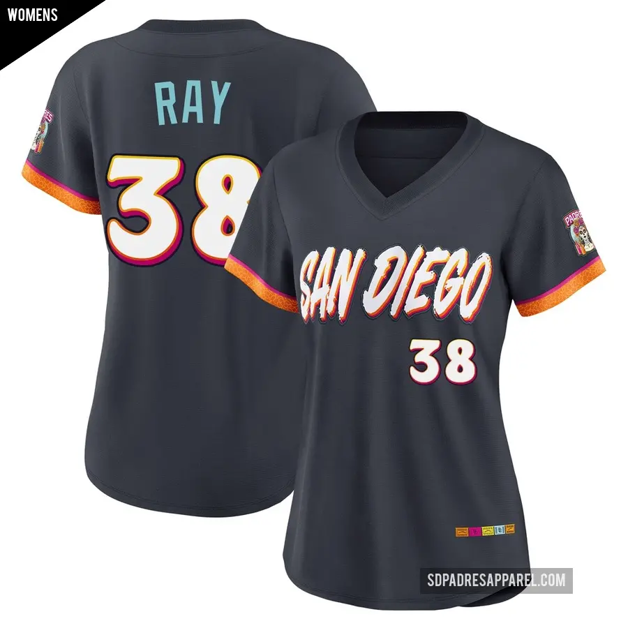 Women's San Diego Padres ＃38 Robbie Ray Limited Obsidian 2026 City Connect Stadium Jersey