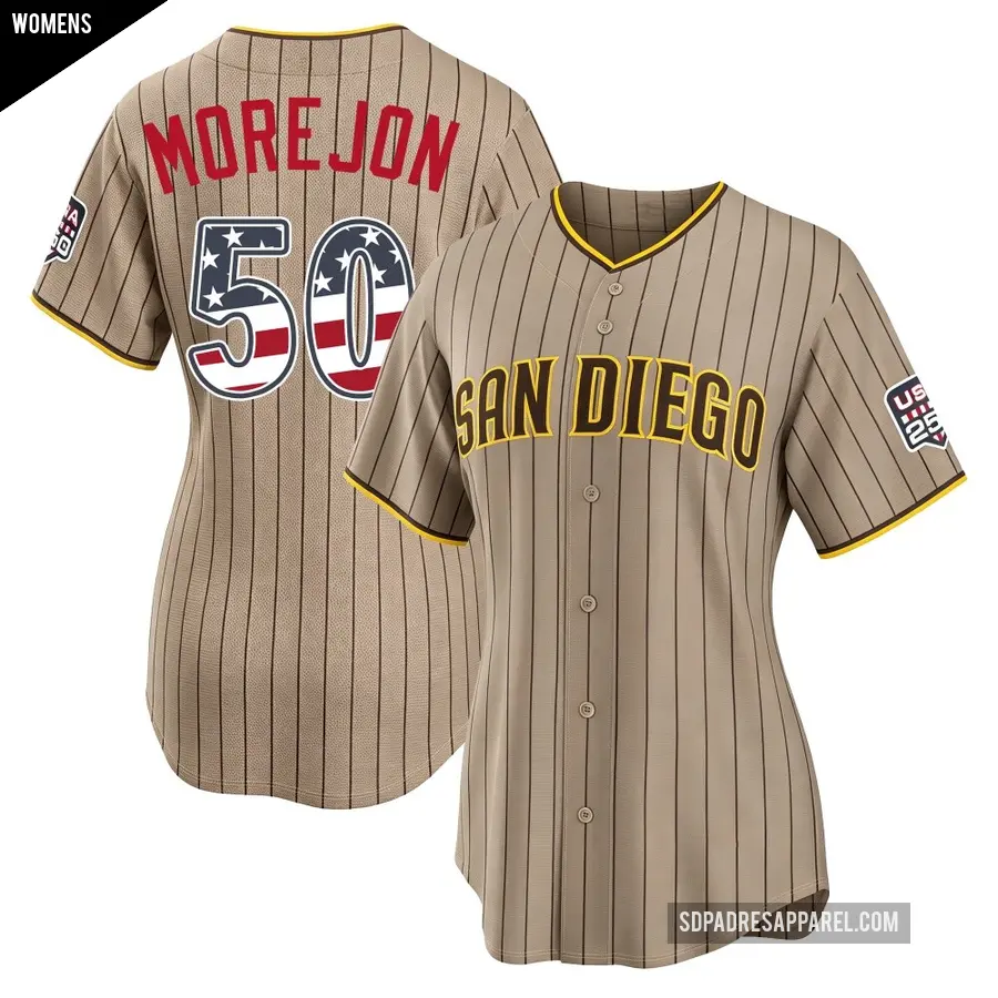 Women's San Diego Padres ＃50 Adrian Morejon Limited Sand USA 250 Fourth Of July Alternate Stadium Jersey
