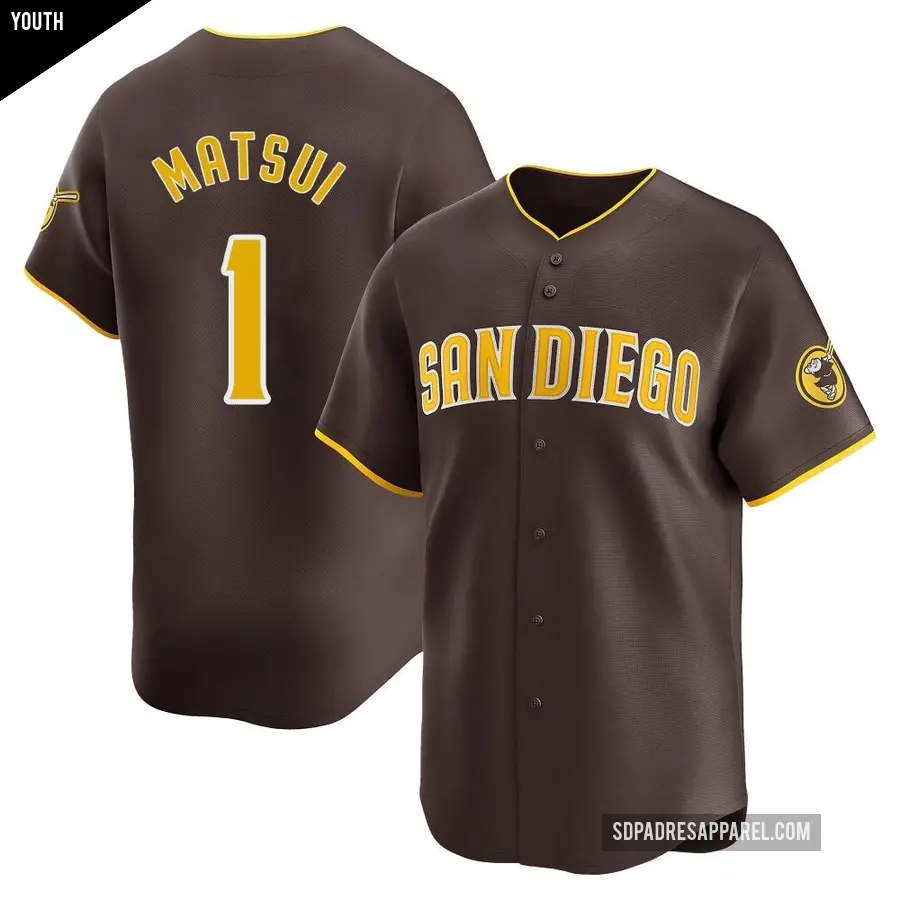 Youth San Diego Padres ＃1 Yuki Matsui Limited Brown Away Jersey