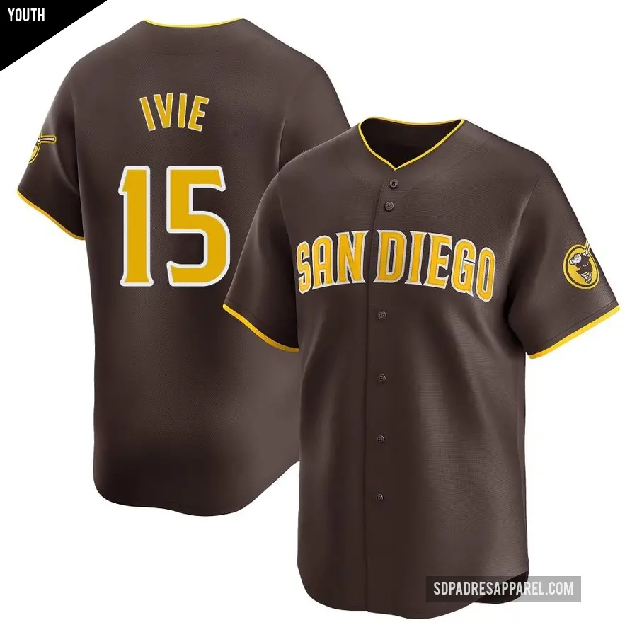 Youth San Diego Padres ＃15 Mike Ivie Limited Brown Away Jersey