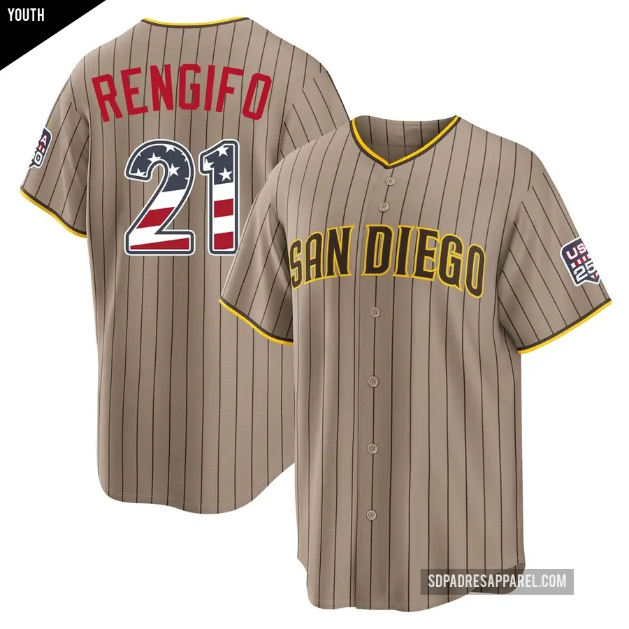 Youth San Diego Padres ＃21 Luis Rengifo Limited Sand USA 250 Fourth Of July Alternate Stadium Jersey