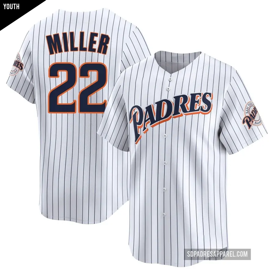 Youth San Diego Padres ＃22 Mason Miller Limited White Cooperstown