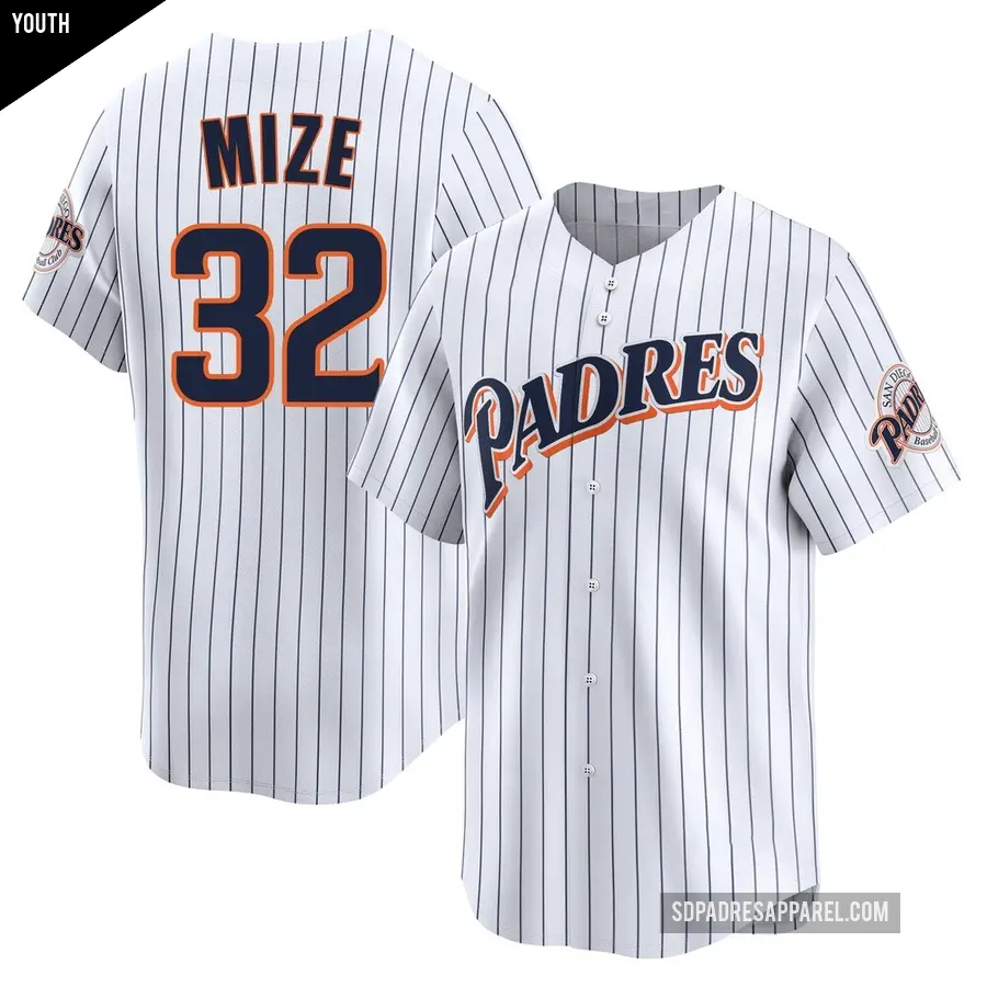 Youth San Diego Padres ＃32 Casey Mize Limited White Cooperstown Collection Jersey