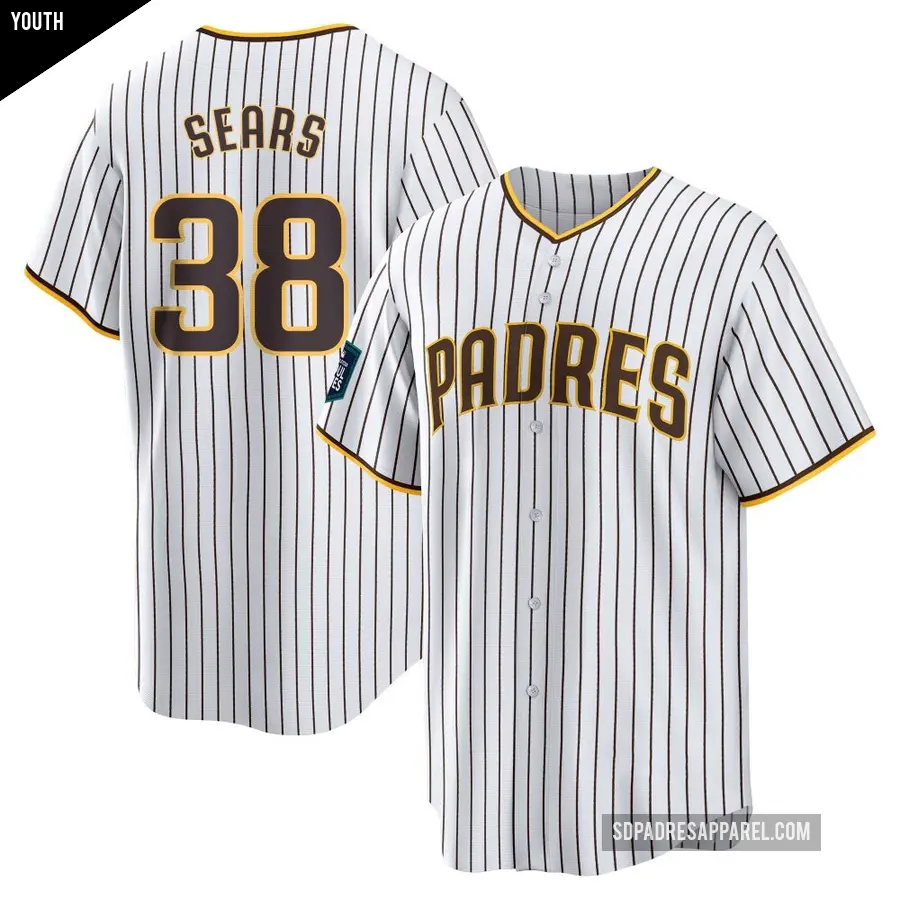 Youth San Diego Padres ＃38 JP Sears Replica White 2024 World Tour Seoul Series Home Jersey