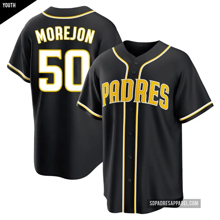 Youth San Diego Padres ＃50 Adrian Morejon Replica Black Fashion Out Jersey