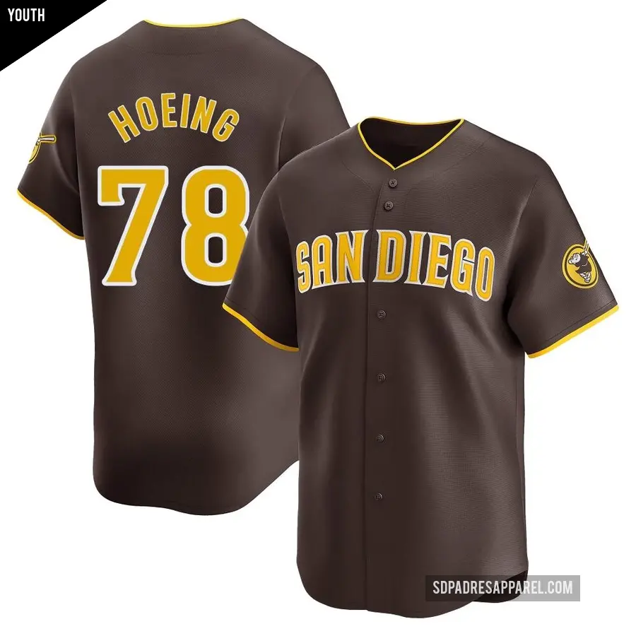 Youth San Diego Padres ＃78 Bryan Hoeing Limited Brown Away Jersey